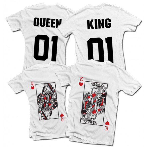 T-särkide komplekt „King & Queen“, pealetrükk rinnal ja seljal