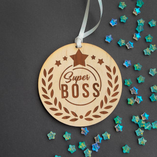 Graveeritud puidust medal „Super BOSS“