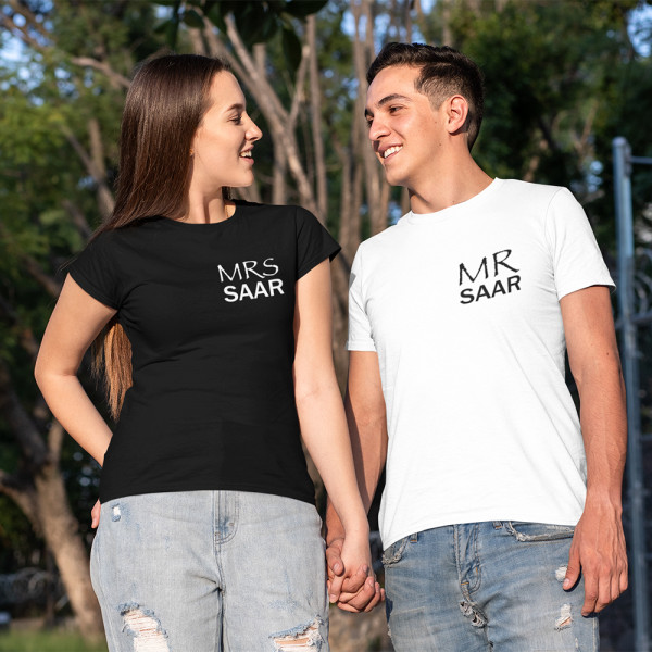 T-särkide komplekt „Härra ja proua“ valitud perekonnanimega