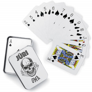 Mängukaardid metallkarbis „Omand“ Sinu valitud nimega