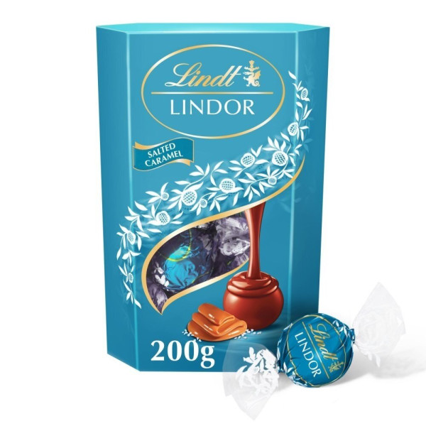 LINDT LINDOR piimašokolaadipallid soolase karamelliga, 200g