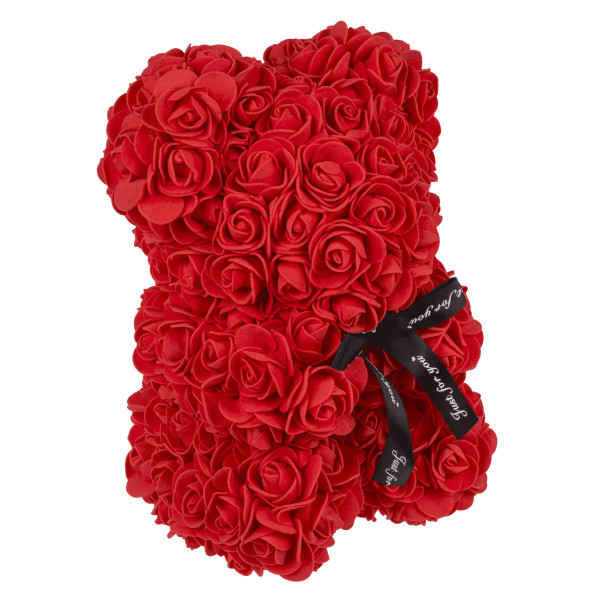 Roosidest valmistatud karu, punane (25 cm) Roosidest valmistatud karu, punane (25 cm)