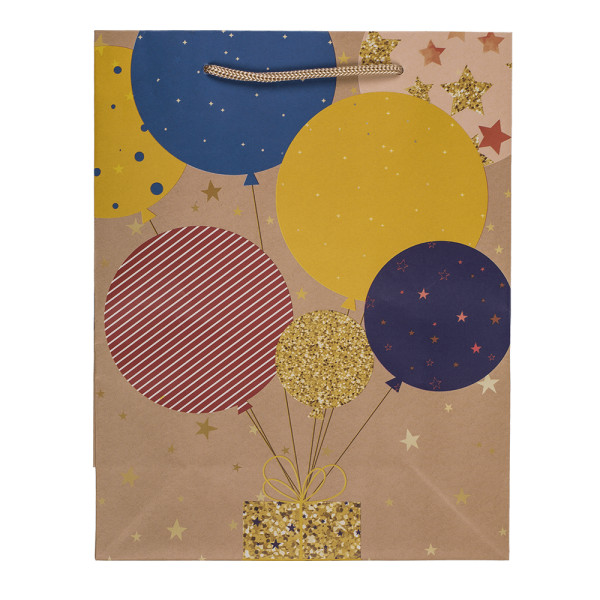 Paberist kinkekott "Balloons and candles" (23x18x8cm)