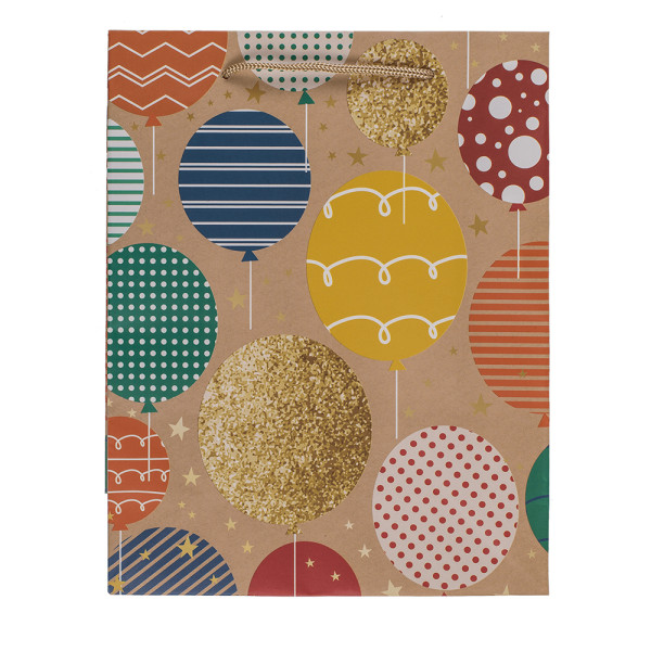 Paberist kinkekott "Balloons and candles" (23x18x8cm)