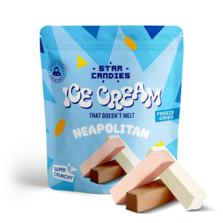 STAR CANDIES külmkuivatatud jäätis NEAPOLITAN (vanilje, šokolaad, maasikas), 16 g