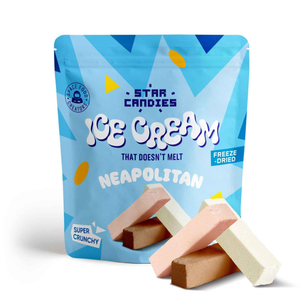STAR CANDIES külmkuivatatud jäätis NEAPOLITAN (vanilje, šokolaad, maasikas), 16 g STAR CANDIES külmkuivatatud jäätis NEAPOLITAN (vanilje, šokolaad, maasikas), 16 g