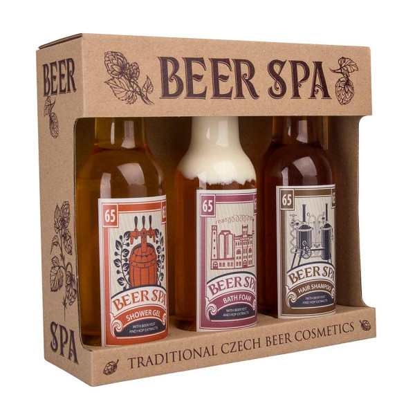 Kosmeetika kinkekomplekt „BEER SPA“ (dušigeel 200ml + šampoon 200ml + vannivaht 200ml)