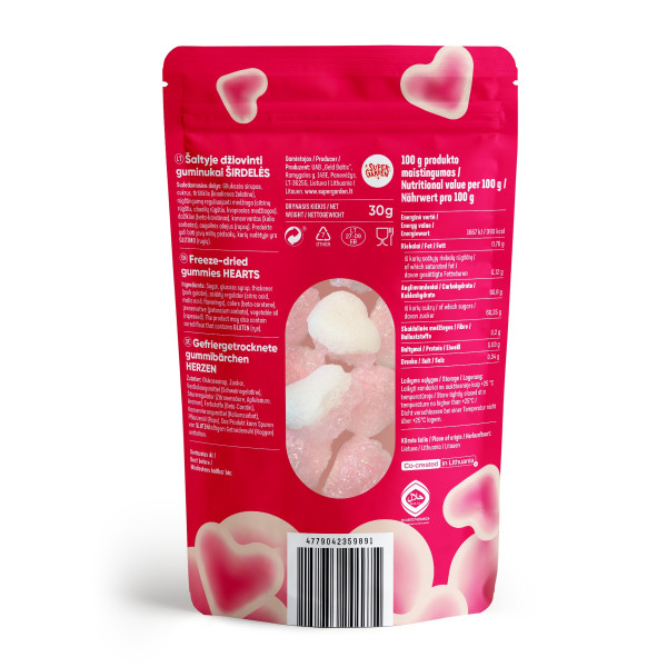 STAR CANDIES külmkuivatatud kommid “Hearts“, 30g.