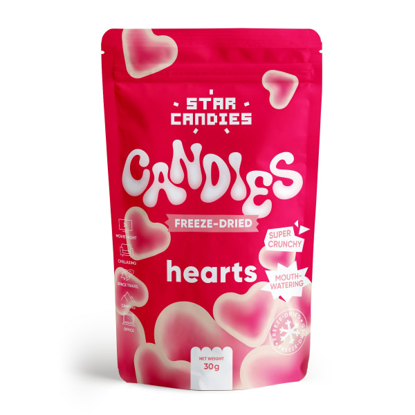 STAR CANDIES külmkuivatatud kommid “Hearts“, 30g.