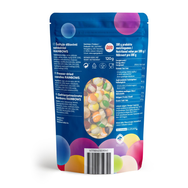 STAR CANDIES külmkuivatatud kommid "Rainbows", 120g.