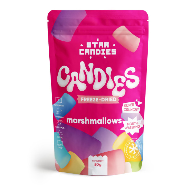 STAR CANDIES külmkuivatatud vahukommid „Marshmallows“, 50g.