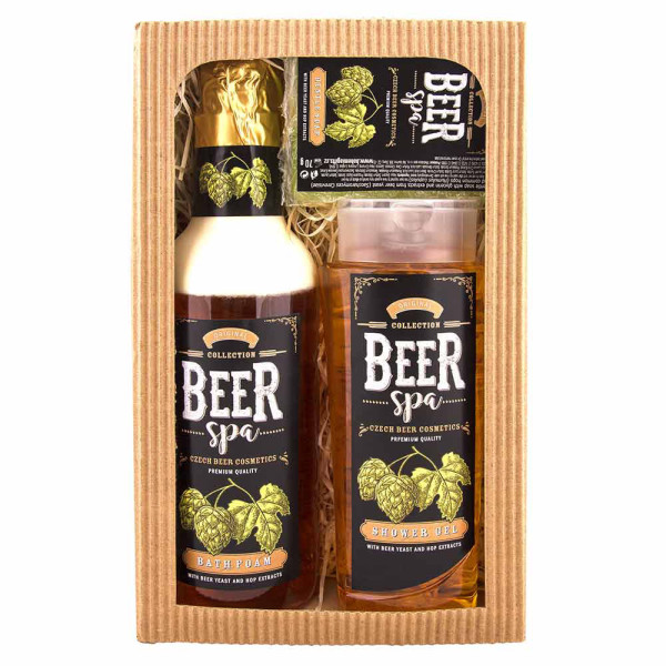 Kosmeetika kinkekomplekt "BEER SPA" - vannivaht (500ml), dušigeel (250ml) ja seep (70g).