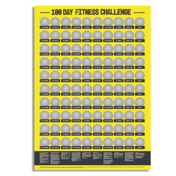 Kraabitav plakat "100 days of fitness"