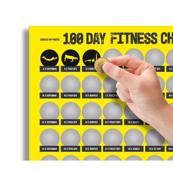 Kraabitav plakat "100 days of fitness"