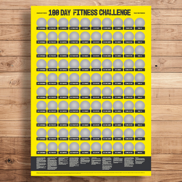Kraabitav plakat "100 days of fitness"