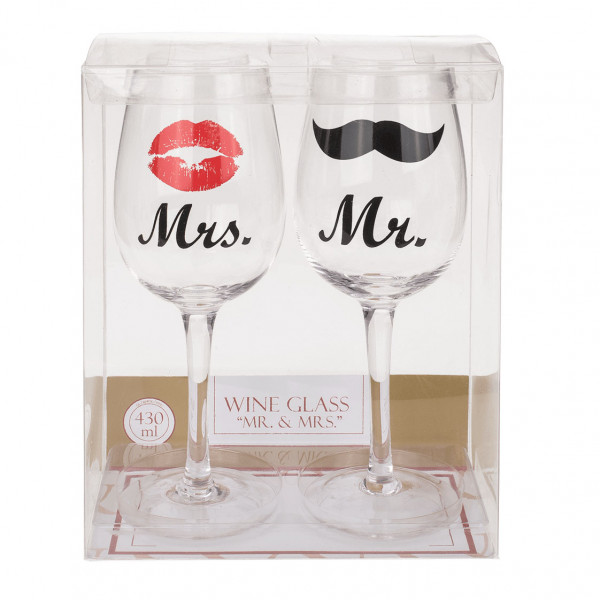 Veiniklaaside komplekt „Mr. &amp; Mrs.“