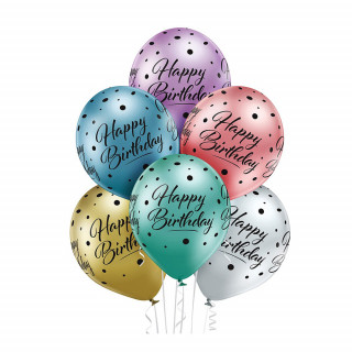 Täpilised õhupallid "Happy birthday" (6tk)