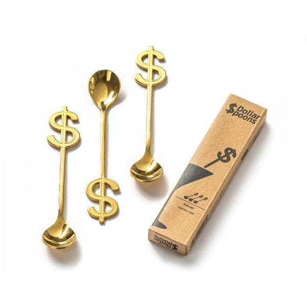 Kuldsed lusikad dollarimärgiga (3 tk)