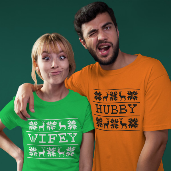 T-särkide komplekt "Hubby and wifey Christmas"