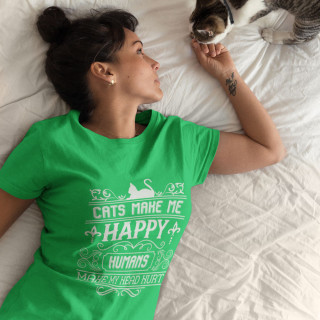 Naiste T-särk "Cats make me happy"