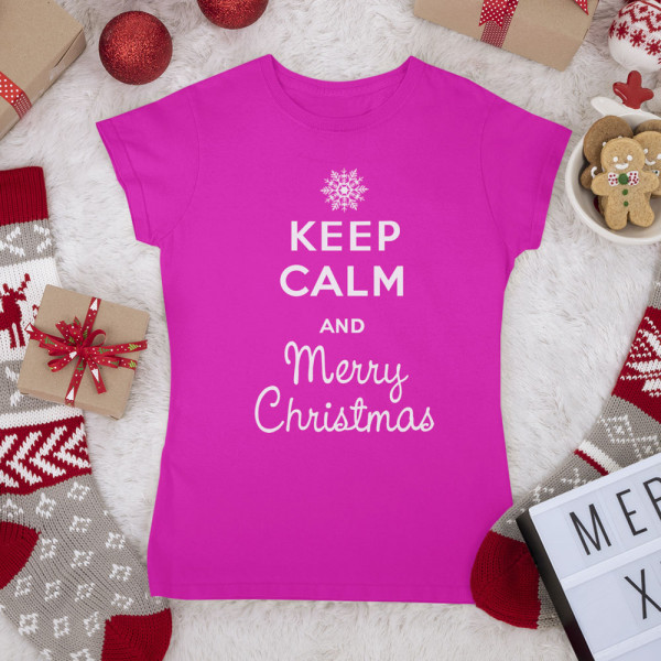 Naiste T-särk „Keep calm Merry Christmas“
