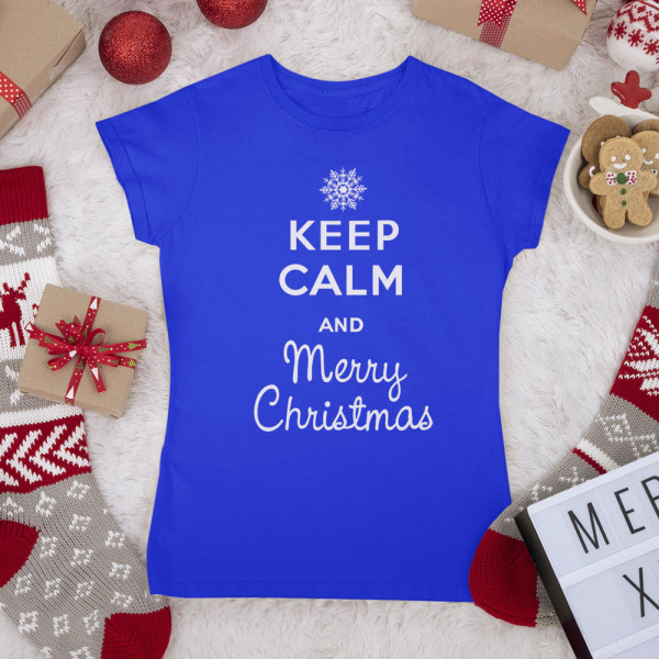 Naiste T-särk „Keep calm Merry Christmas“