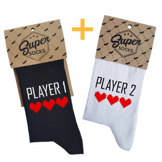 Sokkide komplekt paarile "Player 1 and Player 2"