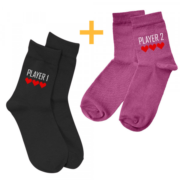 Sokkide komplekt paarile "Player 1 and Player 2"