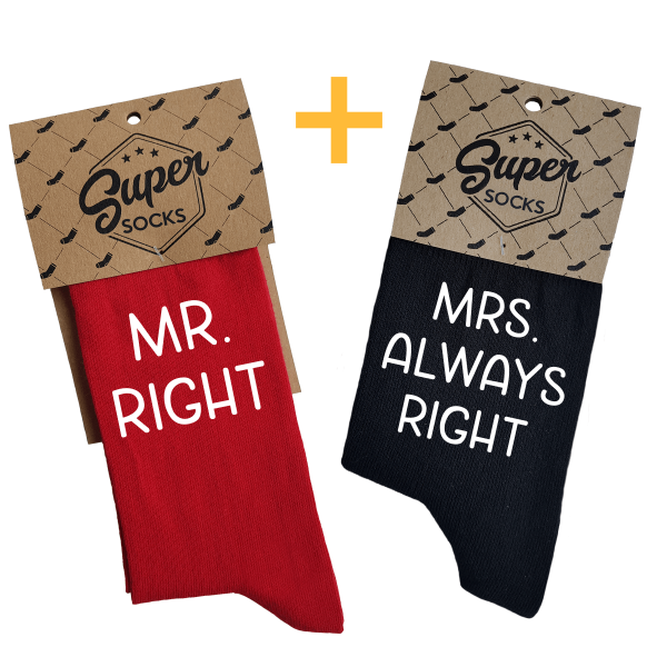 Sokkide komplekt paarile "Mr. Right & Mrs. Always Right"
