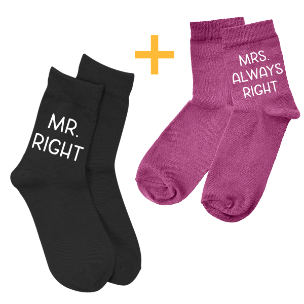 Sokkide komplekt paarile "Mr. Right & Mrs. Always Right"
