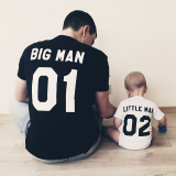 T-särkide komplekt "Big man and Little man" numbritega seljal