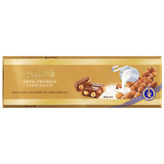 XL LINDT GOLD piimašokolaad tervete sarapuupähklitega, 300 g