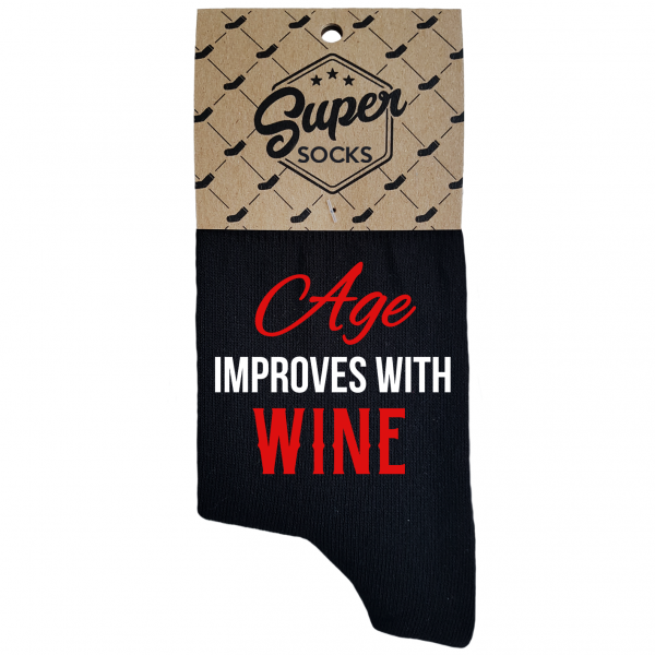 Naiste sokid „Age improves with wine“ 