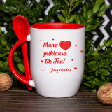 Lusikaga tass "Minu süda kuulub Sulle" Sinu soovitud nimega