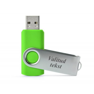 Klassikaline USB-mälupulk soovitud graveeritud tekstiga (roheline, 16 GB)
