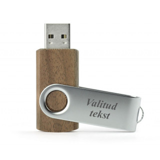 Puidust USB-mälupulk soovitud graveeritud tekstiga (8 GB)