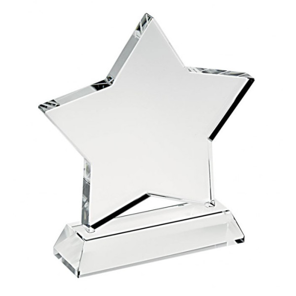 Klaasist trofee „Täht“ soovitud graveeritud tekstiga