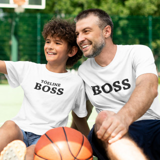 T-särkide komplekt isale ja lapsele "Boss ja tõeline boss"