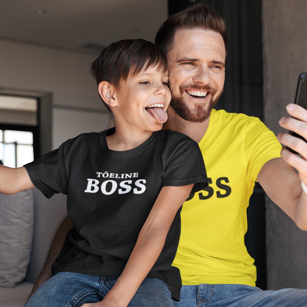T-särkide komplekt isale ja lapsele "Boss ja tõeline boss"