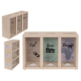 Kolmeosaline puidust rahakassa "Car/Home/Travels"