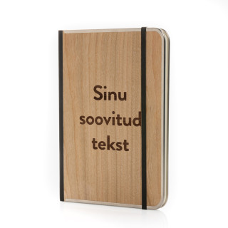 A5-formaadis puidust kaantega märkmik "TREELINE" sinu valitud tekstiga