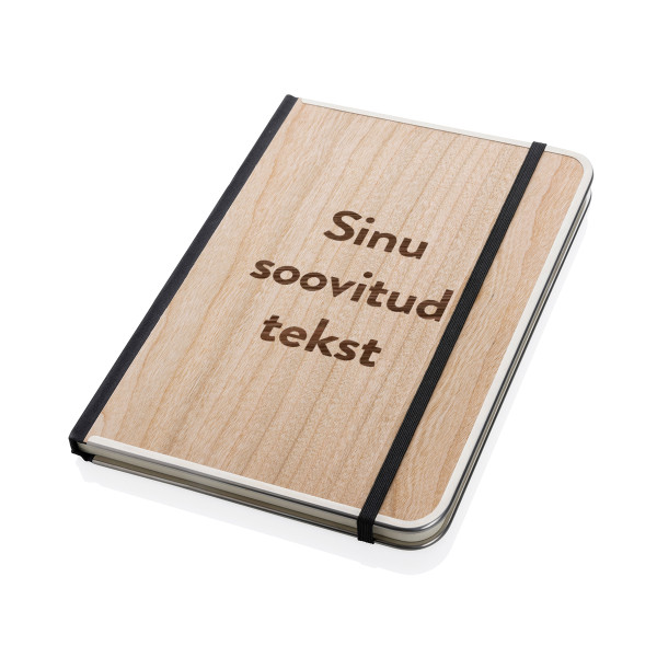 A5-formaadis puidust kaantega märkmik "TREELINE" sinu valitud tekstiga