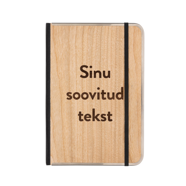 A5-formaadis puidust kaantega märkmik "TREELINE" sinu valitud tekstiga