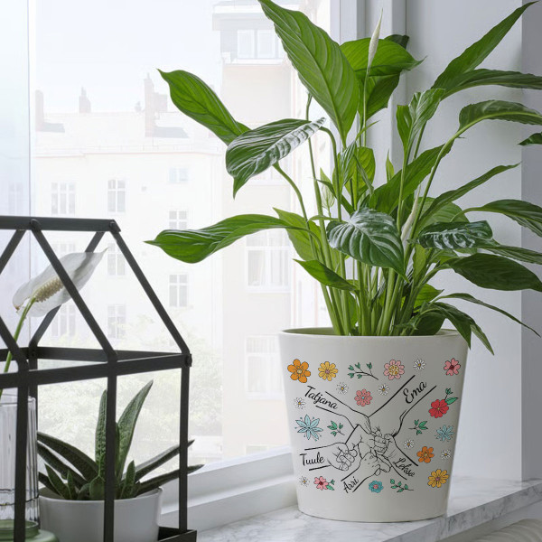 Elegantne lillepott "Ema ja lapsed" laste nimedega