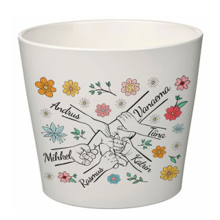 Elegantne lillepott "Vanaema ja lapselapsed" lapselaste nimedega