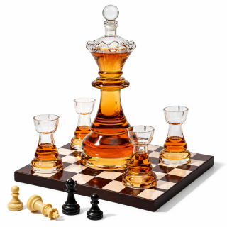 Karahvini ja 4 klaasi komplekt "Royal Chess"