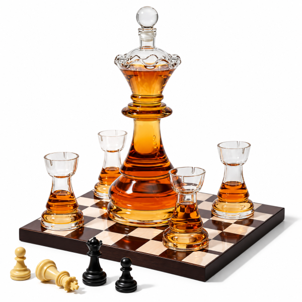 Karahvini ja 4 klaasi komplekt "Royal Chess"