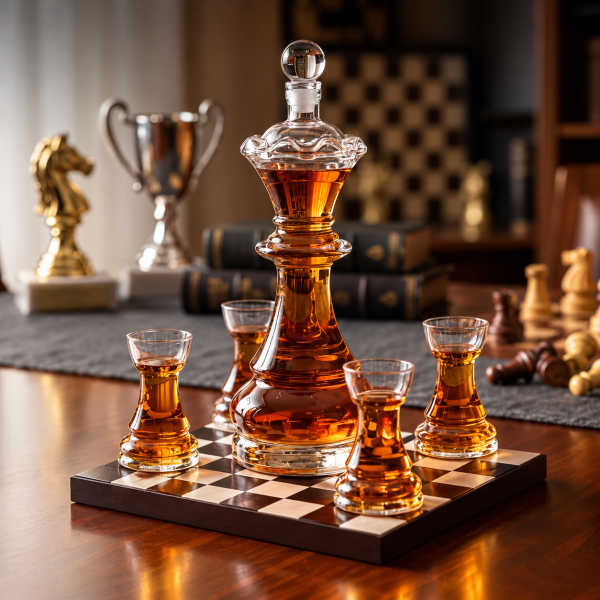 Karahvini ja 4 klaasi komplekt "Royal Chess"