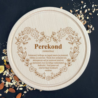 Graveeritud ümmargune lõikelaud "Perekond"