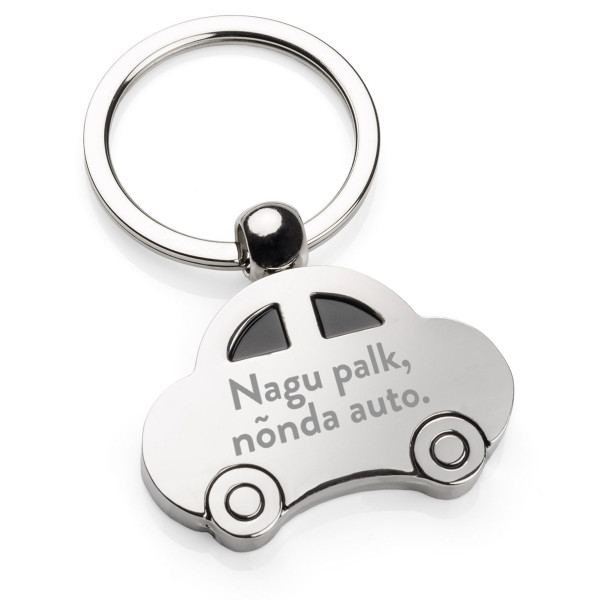 Graveeritud võtmehoidja "Nagu palk, nõnda auto." Graveeritud võtmehoidja "Nagu palk, nõnda auto."